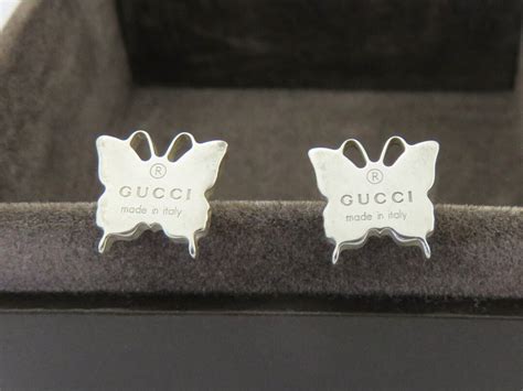 gucci stud earrings replica|gucci sterling silver butterfly earrings.